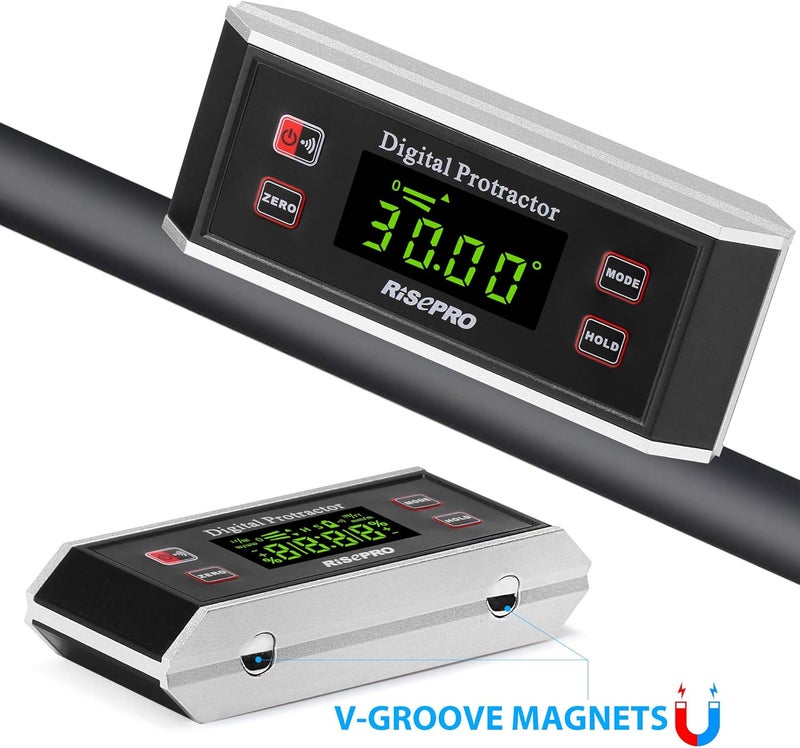 RISEPRO Inclinometer, ® Digital Protractor Angle Finder Level Inclinometer Magnetic V-Groove 0~360 degree with Backlight 82413B - Image 4